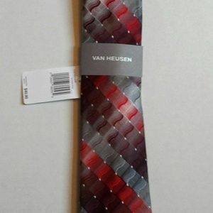 Van Heusen Men's Modern Wave Tie Red/ Grey